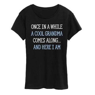 Женская футболка Cool Grandma Here I Am с коротким рукавом и рисунком, черная
