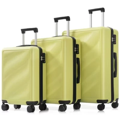 Комплект для багажа Spinner Spinner из 3 предметов, 20”/ 24”/ 28” Чемодан с замком TSA, двойными колесами и боковым крючком зеленого цвета