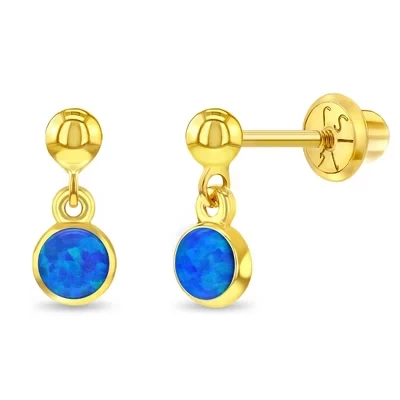 Детские серьги In Season Jewelry с опалом, 14k золото, бирюзовые