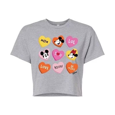 Женская укороченная футболка Disney Heart Grid, серая
