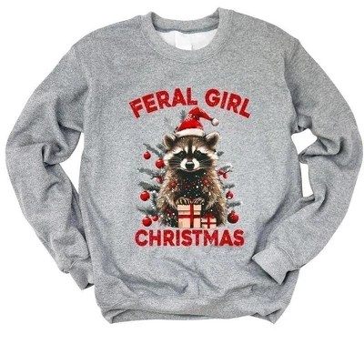 Женская графическая толстовка Feral Girl Christmas graphite