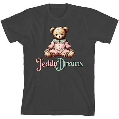 Футболка Teddy Dreams для мальчика с круглым вырезом и коротким рукавом цвета древесного угля