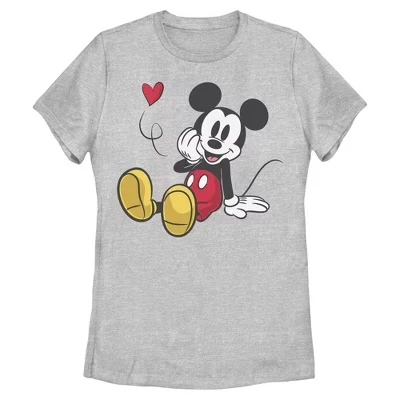 Женская футболка Mickey & Friends Flying Heart Cute Pose, спортивная футболка heather