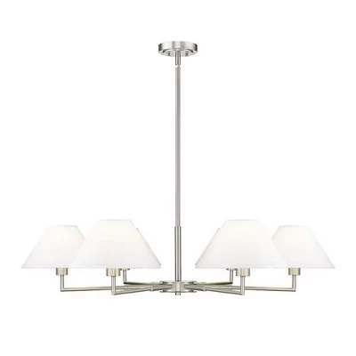 Люстра Leila 6-Light - Современный стальной дизайн с абажурами в стиле ампир, регулируемая яркость, Серебристый цвет с защитой от влаги