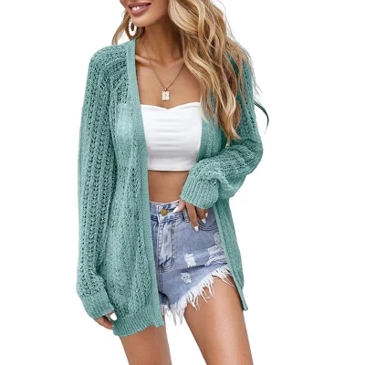 Женский кардиган Yesfashion ажурный, бирюзовый