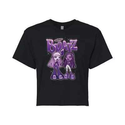 Женская укороченная футболка Bratz Purple Power Dolls, черная