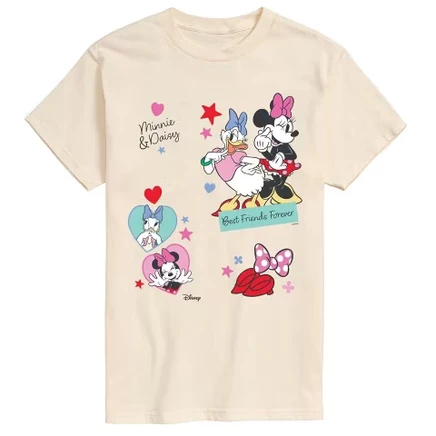 Мужская футболка с коротким рукавом Minnie And Daisy Best Friends Forever кремового цвета с графическим рисунком