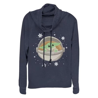 Толстовка Junior's : The Mandalorian Christmas The Child Space Cruise с капюшоном и круглым вырезом, синяя