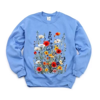 Женский свитшот Simply Sage Market, цветы, синий
