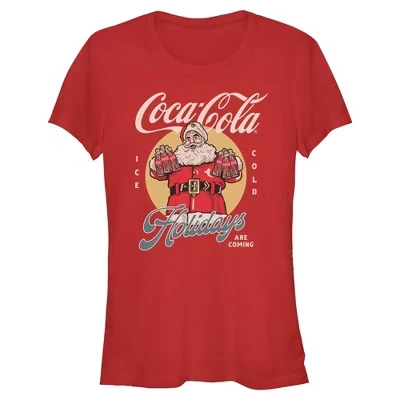 Футболка Coca Cola Juniors Womens Happy Santa Holidays Are Coming красная