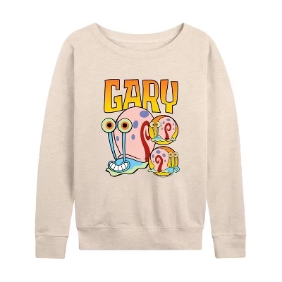 Женская - - Легкая французская махровая рубашка Gary The Snail с широким вырезом и длинным рукавом в графическом стиле.