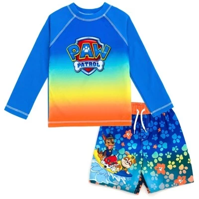 Комплект одежды для плавания Paw Patrol Chase Marshall Rubble UPF 50 + Rash Guard для малышей синего цвета