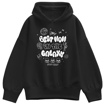 Женская толстовка с капюшоном из флиса оверсайз Best Mom in the Galaxy, черная