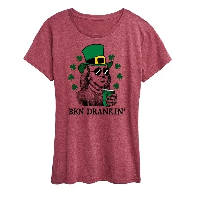 Женская футболка с коротким рукавом St. Paddy's Ben Drankin с графическим рисунком