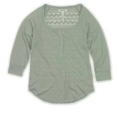 Женская прозрачная рубашка Henley с кружевной спинкой и прозрачным рукавом