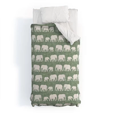 Детский комплект постельного белья Little Arrow Design Co Elephants Marching Comforter sage