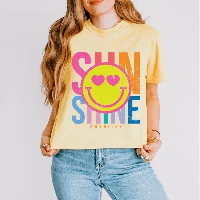 Сливочное масло для кроп-топа S.W.Smiley Sunshine Neon с квадратным рисунком