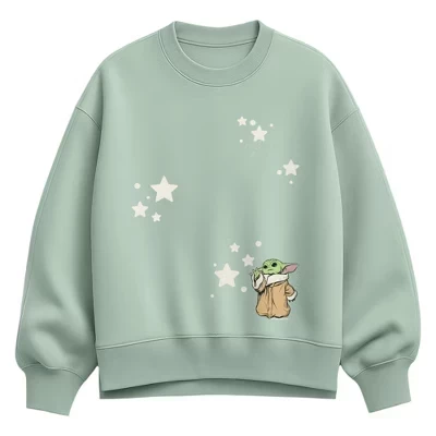 Женская толстовка Grogu Stars Oversize из флиса с капюшоном seafoam