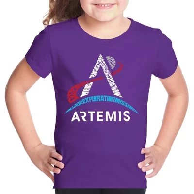 Футболка с логотипом NASA Artemis - Girl's Word Art фиолетового цвета