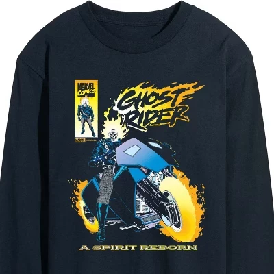 Мужская футболка с длинным рукавом и рисунком Ghost Rider Cover синего цвета