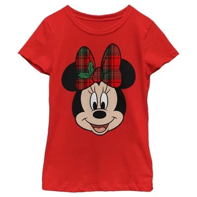 Футболка девочкам Minnie «Рождество», красная