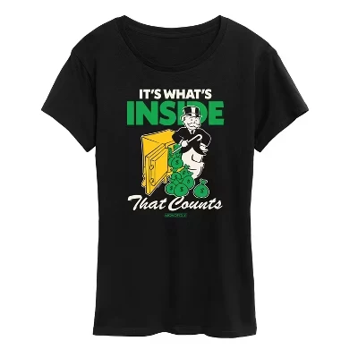 Женская - Главное, Что есть внутри, Футболка с коротким рукавом и рисунком черного цвета
