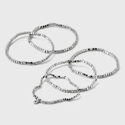 Набор эластичных браслетов из бисера, 5шт - ™ silver