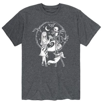 Мужская футболка Jack Skellington Sally and Zero с коротким рукавом и графическим рисунком heather charcoal