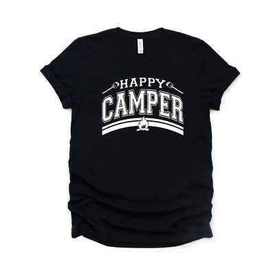 Женская футболка Simply Sage Market Happy Camper Fire с принтом, черная