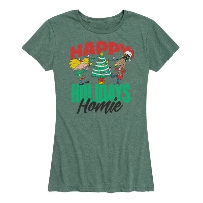 Женская футболка Holiday Homies с коротким рукавом и графическим рисунком heather juniper