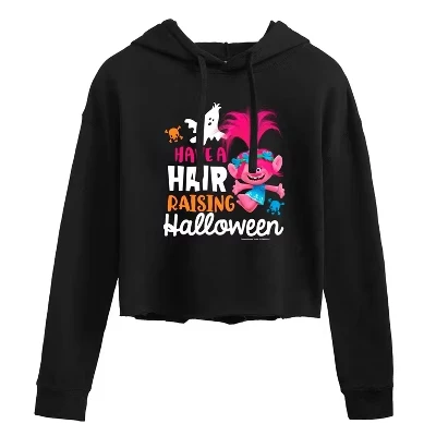 Женская укороченная толстовка с капюшоном в стиле Halloween Poppy с графическим принтом, цвет черный