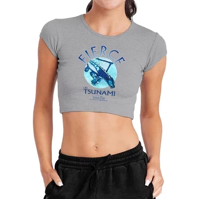 Women's Wings of Fire Fierce Like Tsunami Cap Sleeve Baby Rib Crop Top athletic heather