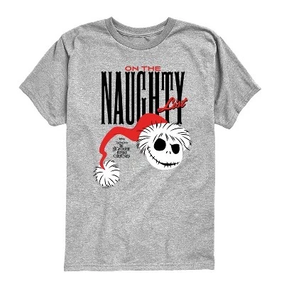 Футболка для мальчиков - Кошмар перед Рождеством - Naughty List Jack с коротким рукавом и графическим рисунком athletic heather