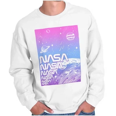 Толстовка NASA Vaporwave Outer Space Planets для мужчин или женщин с лицензией белого цвета
