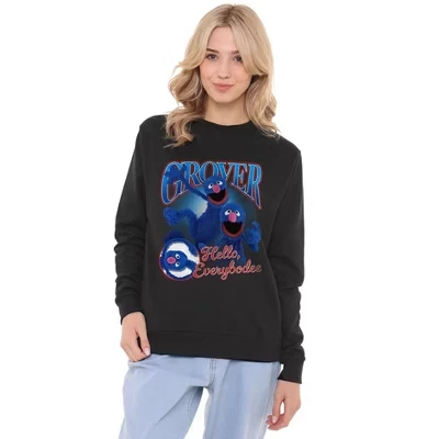 Женская толстовка Grover Bootleg Style Crew черного цвета
