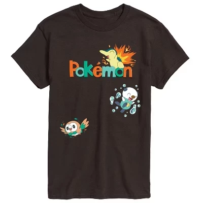 Мужская футболка с короткими рукавами и рисунком покемонов Cyndaquil, Oshawott, Rowlet