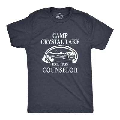 Мужская футболка Camp Crystal Lake с забавным графическим рисунком для кемпинга, винтажные футболки для взрослых, новинка - Crazy Dog, мужская футболка на Хэллоуин, синий