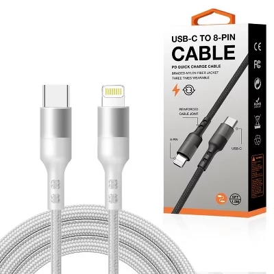 Кабель Reiko USB-C — Lightning, 1,5 м, серебристый