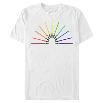 Мужская футболка Star Wars Lightsaber Rainbow, белая