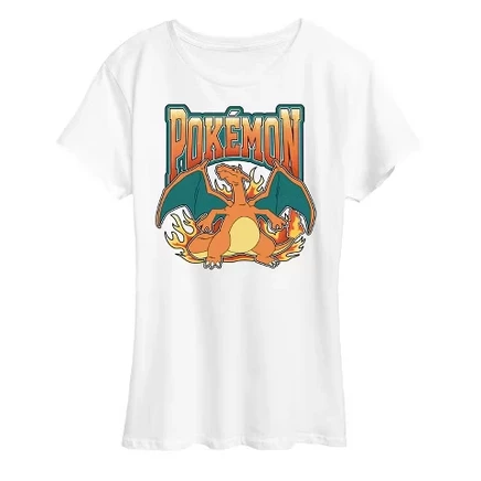 Женская футболка с коротким рукавом и рисунком Pokémon - Charizard Collegiate Collegiate, белая