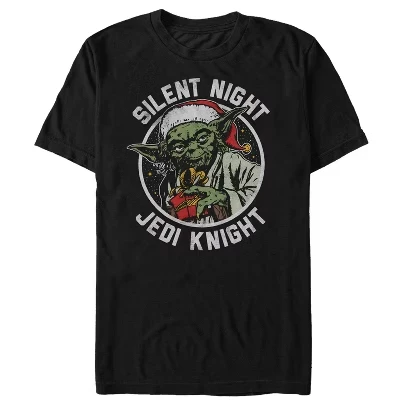 Мужская рождественская футболка Yoda Silent Night Jedi Knight, черная