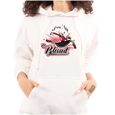 Нанесенная аэрографией оливковая толстовка Oyl Blessed Cartoon Hoodie с капюшоном женская лицензированная белая