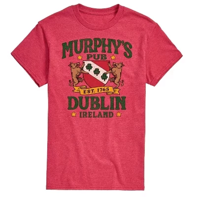 Мужская футболка Murphys Pub Dublin с коротким рукавом и графическим рисунком heather red