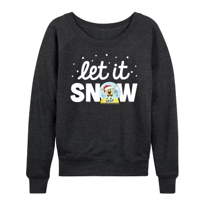 Женская рубашка Let It Snow из легкой французской махровой ткани с широким вырезом и длинными рукавами с графическим рисунком heather charcoal