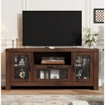 Тумба ТВ CuisinSmart 55″ акриловые дверцы, коричневая