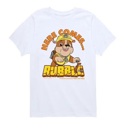 Футболка с коротким рукавом и рисунком Rubble для мальчиков - Paw Patrol - Белая