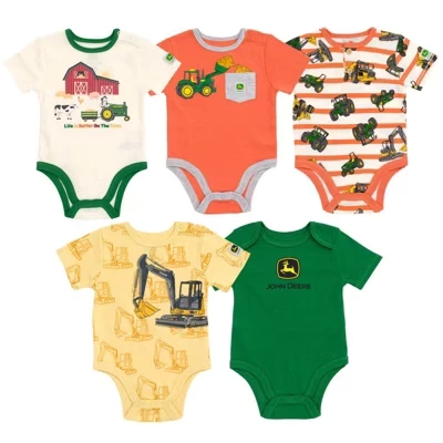Сельскохозяйственные животные Трактор Грузовик Baby 5 упаковок боди с короткими рукавами для новорожденных и младенцев