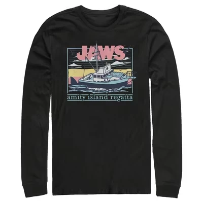 Мужской лонгслив Jaws, лодка регаты Амити, черный
