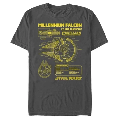 Мужская футболка Star Wars Millennium Falcon, темно-серая