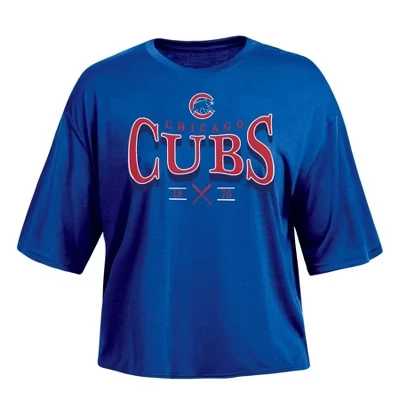 Женская укороченная футболка MLB Chicago Cubs с логотипом